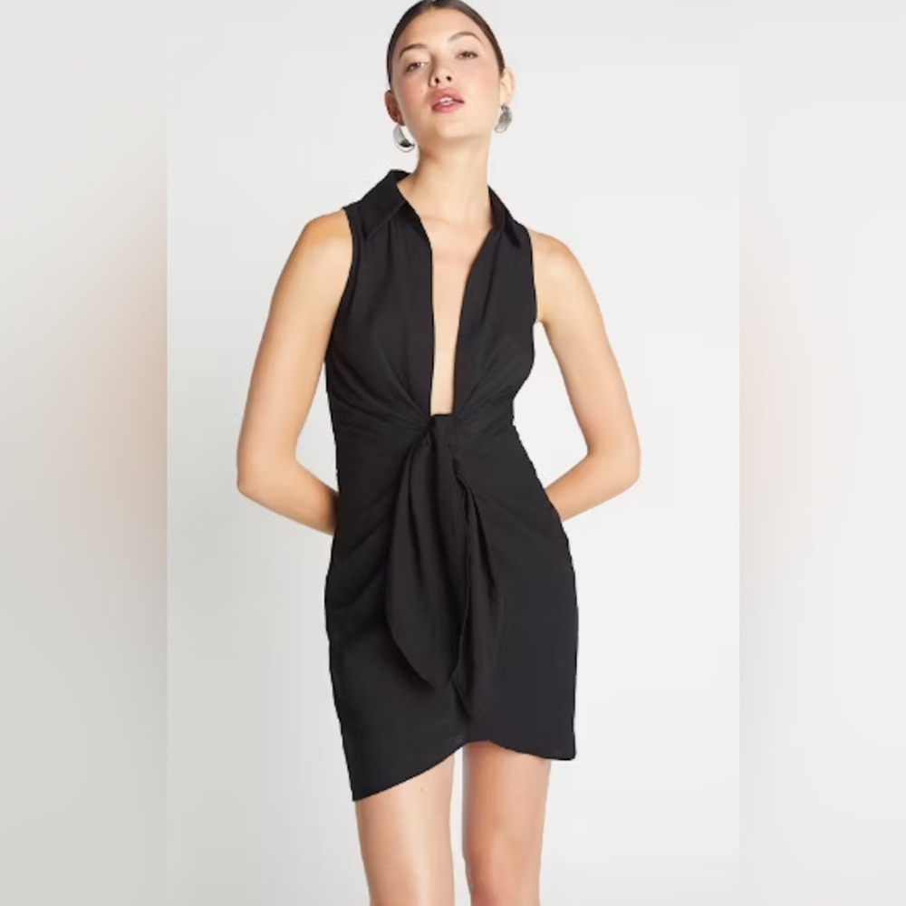 NEW Choosy‎ Black Size 2 Spring Street Draped Sleeveless Chic Mini Dress